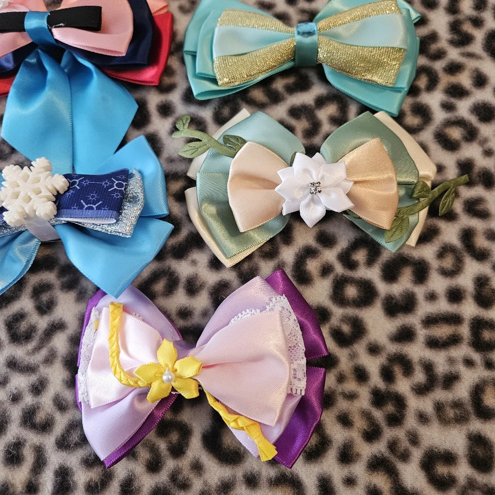 9 Princess Character Inspired Hair Bows Clips for Girls/Women, Hair Accessories
